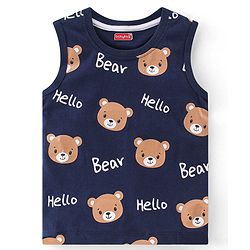 Babyhug 100% Cotton Knit Sleeveless T-Shirt Stripes & Bear Graphics Pack Of 3 - Multicolor