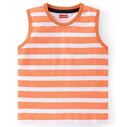 Babyhug 100% Cotton Knit Sleeveless T-Shirt Stripes & Bear Graphics Pack Of 3 - Multicolor