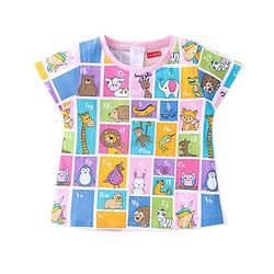 Babyhug Cotton Knit Half Sleeves T-Shirt Animal Print-Multicolour