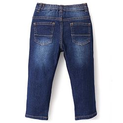 Babyhug Denim  Full Length with Stretch  Washed Jeans - Dark Blue