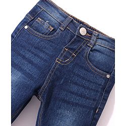 Babyhug Denim  Full Length with Stretch  Washed Jeans - Dark Blue