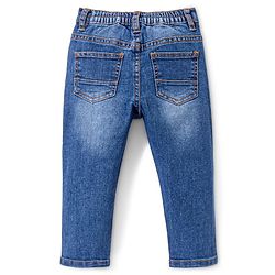 Babyhug Denim  Full Length with Stretch  Washed Jeans  - Medium Blue