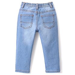 Babyhug Denim  Full Length with Stretch  Washed Jeans  - Medium Blue