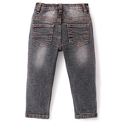 Babyhug Denim  Full Length with Stretch  Washed Jeans - Charcoal