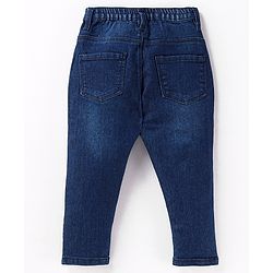 Babyhug Full Length Solid Color Denim Jeans With Stretch - Dark Blue