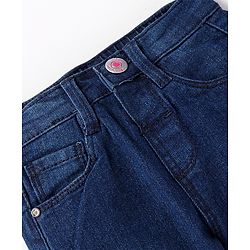 Babyhug Full Length Solid Color Denim Jeans With Stretch - Dark Blue