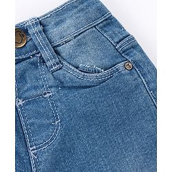 Babyhug Full Length Solid Color Denim Jeans With Stretch - Dark Blue