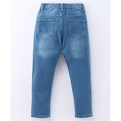 Babyhug Full Length Solid Color Denim Jeans With Stretch - Dark Blue
