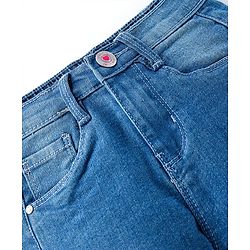 Babyhug Full Length Solid Color Denim Jeans With Stretch - Dark Blue