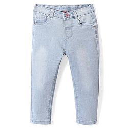 Babyhug Full Length Solid Color Denim Jeans With Stretch - Dark Blue