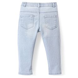 Babyhug Full Length Solid Color Denim Jeans With Stretch - Dark Blue