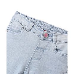 Babyhug Full Length Solid Color Denim Jeans With Stretch - Dark Blue