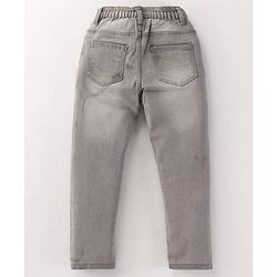 Babyhug Full Length Solid Color Denim Jeans With Stretch - Dark Blue