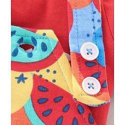 Babyhug Single Jersey Knit Dungarees & Half Sleeves T-Shirt with Watermelon Print - Multicolour