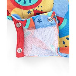 Babyhug Single Jersey Knit Dungarees & Half Sleeves T-Shirt with Watermelon Print - Multicolour