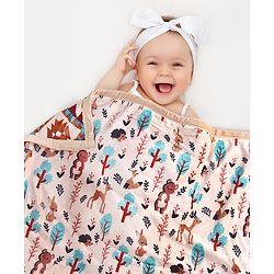 Babyhug Premium Reversible Plush Soft & Warm Double Layer Jungle & Geometric Print- Beige