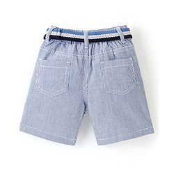 Babyhug 100% Cotton Above Knee Length Striped Bermuda - Blue