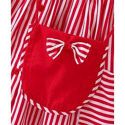 Babyhug Rayon Woven Sleeveless Striped Frock with Sling Bag & Bow Applique - Red