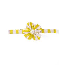 Babyhug Cambric Woven Sleeveless Striped Frock with Floral Applique & Headband -Yellow