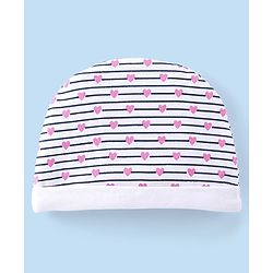 Babyhug 100% Cotton Cap Mittens And Booties Heart Printed - White