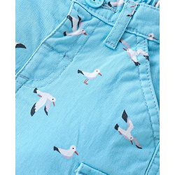 Babyhug Twill Woven Above Knee Length Bermuda Bird Print -Sky Blue