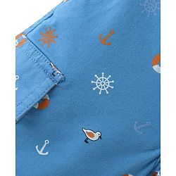 Babyhug Cotton Spandex Above Knee Length Bermuda Ships & Anchor Print - Blue