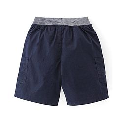 Babyhug Cotton Woven Solid Color Shorts - Navy Blue