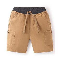 Babyhug 100% Cotton Woven Solid Color Shorts - Khaki