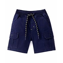 Babyhug  Cotton Spandex  Woven Solid Colour Shorts - Navy Blue