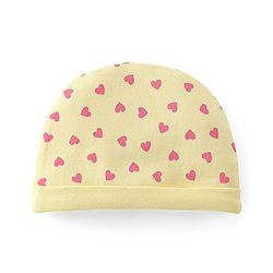 Babyhug 100% Cotton Cap Mittens And Booties Heart Printed - Yellow