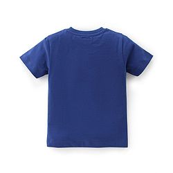 Babyhug Single Jersey Cotton Knit Half Sleeves Dino Print Night Suit - Navy Blue