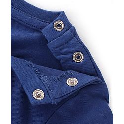 Babyhug Single Jersey Cotton Knit Half Sleeves Dino Print Night Suit - Navy Blue