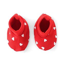 Babyhug 100% Cotton Knit Cap Mittens & Booties Set Heart Print- Red