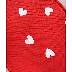 Babyhug 100% Cotton Knit Cap Mittens & Booties Set Heart Print- Red