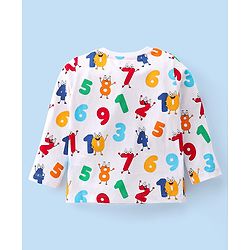 Babyhug Cotton Knit Full Sleeves Night Suit With Numbers Print - White