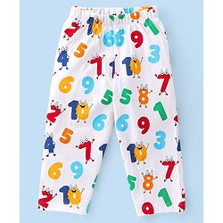 Babyhug Cotton Knit Full Sleeves Night Suit With Numbers Print - White