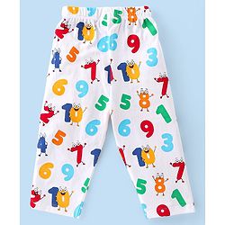 Babyhug Cotton Knit Full Sleeves Night Suit With Numbers Print - White