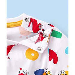 Babyhug Cotton Knit Full Sleeves Night Suit With Numbers Print - White