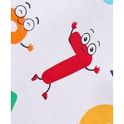 Babyhug Cotton Knit Full Sleeves Night Suit With Numbers Print - White