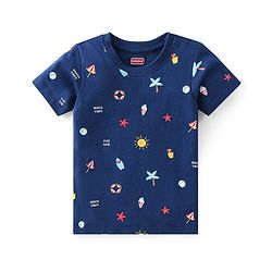 Babyhug 100% Cotton Knit Half Sleeves T-Shirts With Stripe & Beach Theme Graphics Pack of 3 - Multicolor