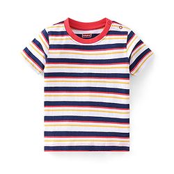Babyhug 100% Cotton Knit Half Sleeves T-Shirts With Stripe & Beach Theme Graphics Pack of 3 - Multicolor