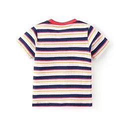 Babyhug 100% Cotton Knit Half Sleeves T-Shirts With Stripe & Beach Theme Graphics Pack of 3 - Multicolor