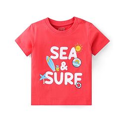 Babyhug 100% Cotton Knit Half Sleeves T-Shirts With Stripe & Beach Theme Graphics Pack of 3 - Multicolor