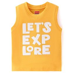 Babyhug 100% Cotton Knit Sleeveless T-Shirts with Text & Animal Graphics Pack of 3 - Multicolor