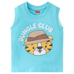 Babyhug 100% Cotton Knit Sleeveless T-Shirts with Text & Animal Graphics Pack of 3 - Multicolor