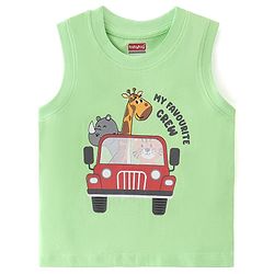 Babyhug 100% Cotton Knit Sleeveless T-Shirts with Text & Animal Graphics Pack of 3 - Multicolor