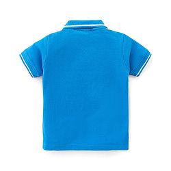 Babyhug Cotton Knit Half Sleeves Polo  T-Shirt with Text  Graphics- Blue