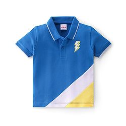 Babyhug 100% Cotton Knit Half Sleeves Polo T-Shirt Cut & Sew Design - Yellow & Blue
