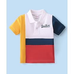 Babyhug Cotton Knit Half Sleeves Polo T-Shirt with Text Print - Multicolour
