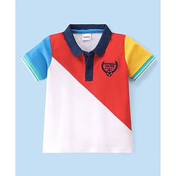 Babyhug Cotton Knit Half Sleeves Text Graphics Polo T-Shirt - Multicolour